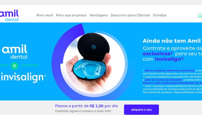 Como acessar amil dental representado pela foto de página inicial do site amil.